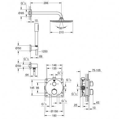 Potinkinė dušo sistema Grohe GROHTHERM 34732000 2