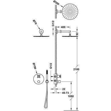 Potinkinė dušo sistema Tres THERM-BOX 1
