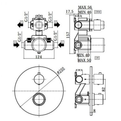 Potinkinė termostatinė dušo sistema Paffoni Light (juoda matinė) 2 Potinkinė termostatinė dušo sistema Paffoni Light (juoda matinė) 2