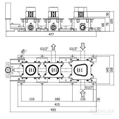Potinkinė termostatinė dušo sistema su 30 cm skersmens dušo galva Paffoni Modular juoda matinė 4 Potinkinė termostatinė dušo sistema su 30 cm skersmens dušo galva Paffoni Modular juoda matinė 4