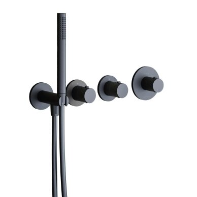 Potinkinė termostatinė dušo sistema su 30 cm skersmens dušo galva Paffoni Modular juoda matinė 1 Potinkinė termostatinė dušo sistema su 30 cm skersmens dušo galva Paffoni Modular juoda matinė 1