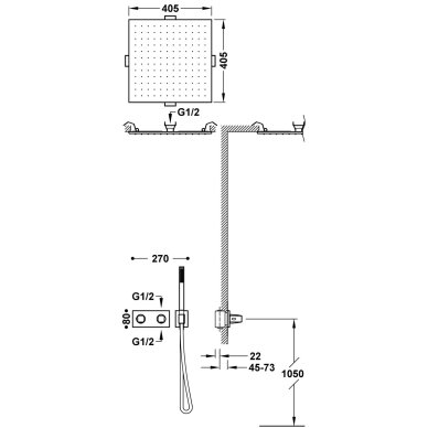 Potinkinė termostatinė dušo sistema Tres CUADRO 1