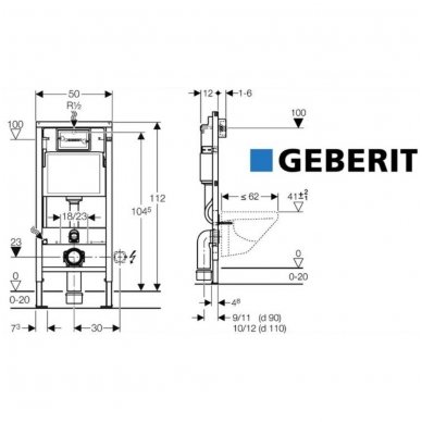 Potinkinio rėmo Geberit su chromuotu mygtuku ir Villeroy & Boch O.Novo Direct-flush WC komplektas 4