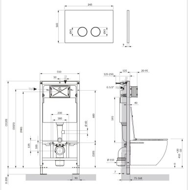 Potinkinio rėmo Omnires STRONGFRAME su MINIMAL juodos matinės spalvos mygtuku komplektas 3 Potinkinio rėmo Omnires STRONGFRAME su MINIMAL juodos matinės spalvos mygtuku komplektas 3