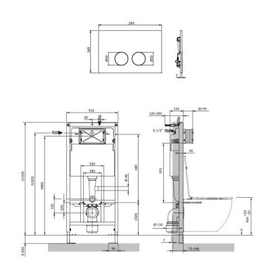Potinkinio rėmo Omnires STRONGFRAME su MINIMAL blizgaus chromo spalvos mygtuku komplektas 3 Potinkinio rėmo Omnires STRONGFRAME su MINIMAL blizgaus chromo spalvos mygtuku komplektas 3