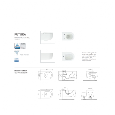 Potinkinio WC rėmo Grohe SOLIDO 3-IN-1 ir pakabinamo unitazo Hatria FUTURA Rimless PURE VORTEX su soft close dangčiu komplektas 11