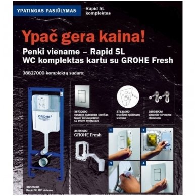 Potinkinio WC rėmo komplektas 5 in 1 Grohe 1