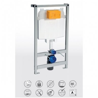 Potinkinio WC rėmo, mygtuko, tvirtinimų ir tarpinės komplektas OLI 4 in 1