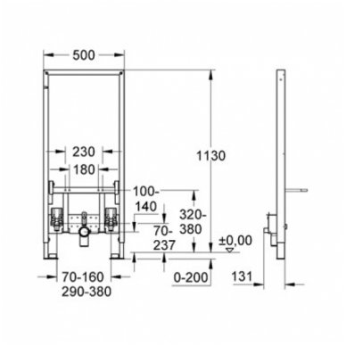 Potinkinis bidė rėmas Grohe Rapid SL 1,13m 2