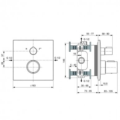 Potinkinis termostatinis maišytuvas Ideal Standard Ceratherm C100 dušui ir voniai