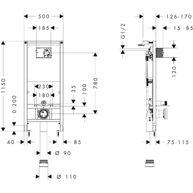 Potinkinis WC rėmas Hansgrohe iFrame universal, 1120 mm 1 Potinkinis WC rėmas Hansgrohe iFrame universal, 1120 mm 1