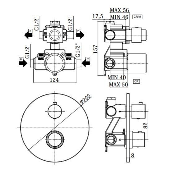 Potinkinė termostatinė dušo sistema Paffoni Light (juoda matinė) 2