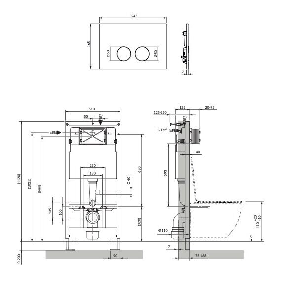 Potinkinio rėmo Omnires STRONGFRAME su ECO nuleidimu ir MINIMAL blizgaus vario spalvos mygtuku komplektas 3