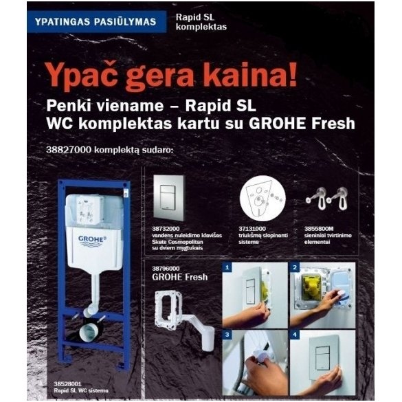 Potinkinio WC rėmo komplektas 5 in 1 Grohe 1