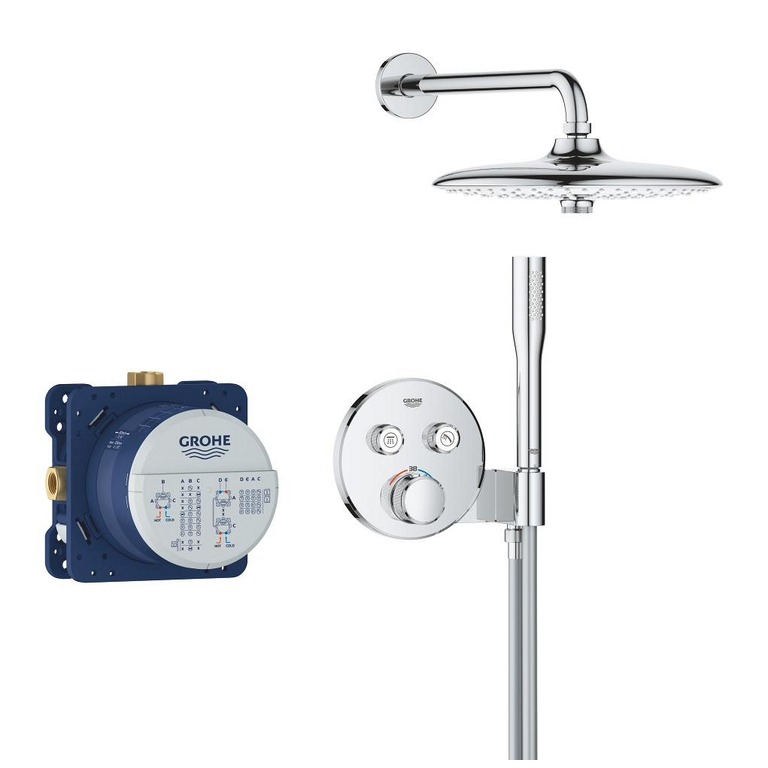 Potinkinis termostatinis dušo komplektas GROHE SmartControl Euphoria 260, 3 srovių, chromo spalvos 2 Potinkinis termostatinis dušo komplektas GROHE SmartControl Euphoria 260, 3 srovių, chromo spalvos 2