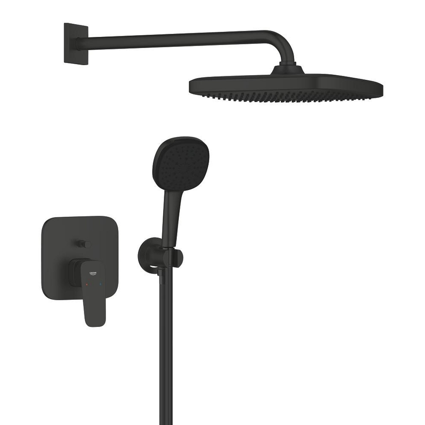 Potinkinis dušo komplektas Grohe Cubeo Tempesta 250 (be potinkinės dalies) juodos spalvos (Black matte)