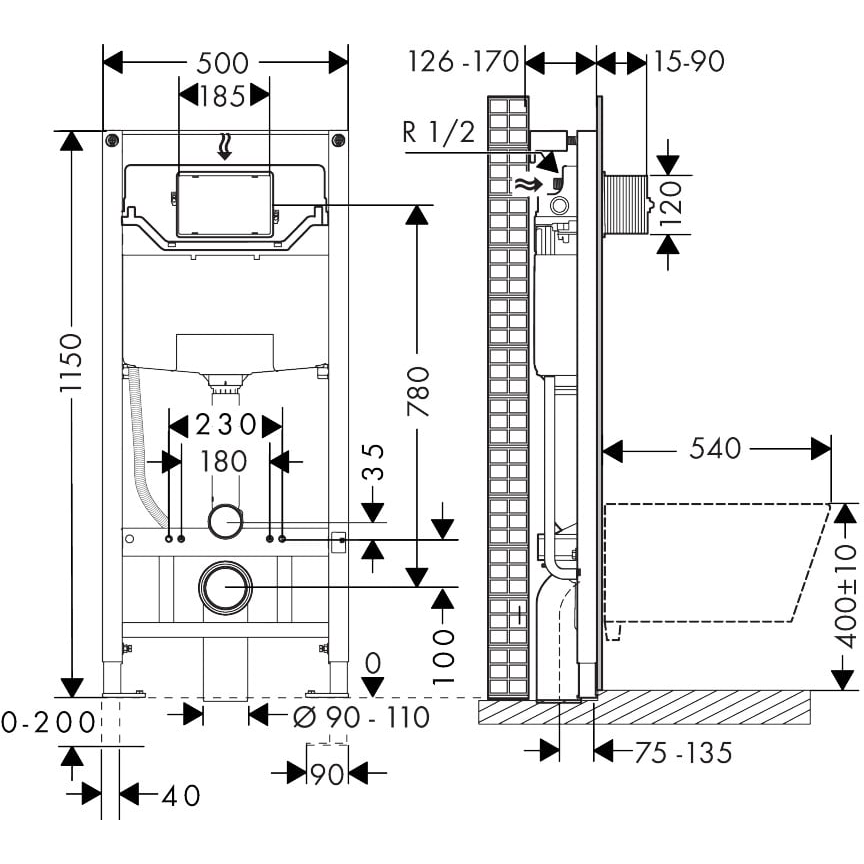 Potinkinis WC rėmas Hansgrohe iFrame universal, 1120 mm 2 Potinkinis WC rėmas Hansgrohe iFrame universal, 1120 mm 2