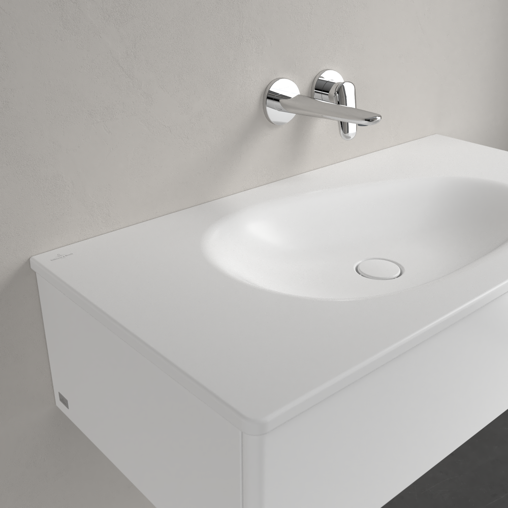 Praustuvas Villeroy & Boch Antao 1000x500x150, be persipylimo angos, be skylės maišytuvui, CeramicPlus danga, Stone White baltos spalvos 1