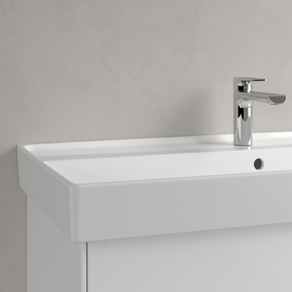 Praustuvas Villeroy & Boch Collaro 1000x470x160, su skyle maišytuvui, su persipylimo anga, CeramicPlus danga, White Alpin baltos spalvos 1 Praustuvas Villeroy & Boch Collaro 1000x470x160, su skyle maišytuvui, su persipylimo anga, CeramicPlus danga, White Alpin baltos spalvos 1