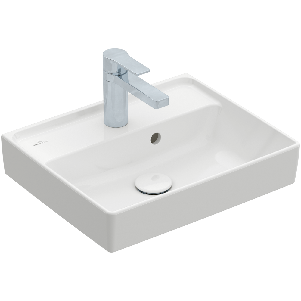 Praustuvas Villeroy & Boch Collaro 450x370x150, su skyle maišytuvui, su persipylimo anga, CeramicPlus danga, White Alpin baltos spalvosv Praustuvas Villeroy & Boch Collaro 450x370x150, su skyle maišytuvui, su persipylimo anga, CeramicPlus danga, White Alpin baltos spalvosv
