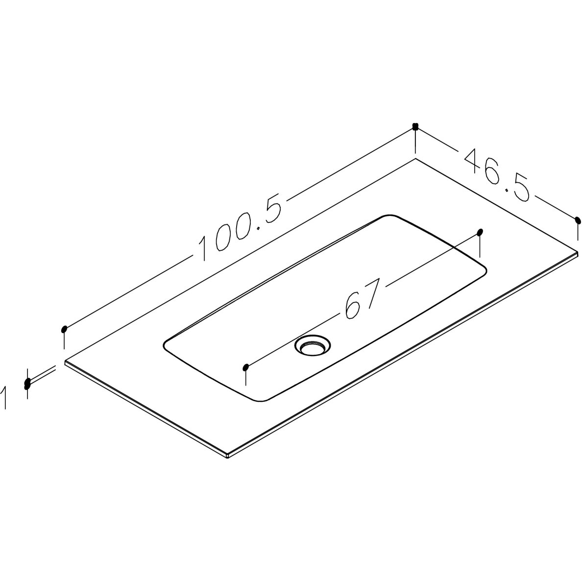 Praustuvas KAMĖ ORION 100 cm, baltas matinis 6 Praustuvas KAMĖ ORION 100 cm, baltas matinis 6