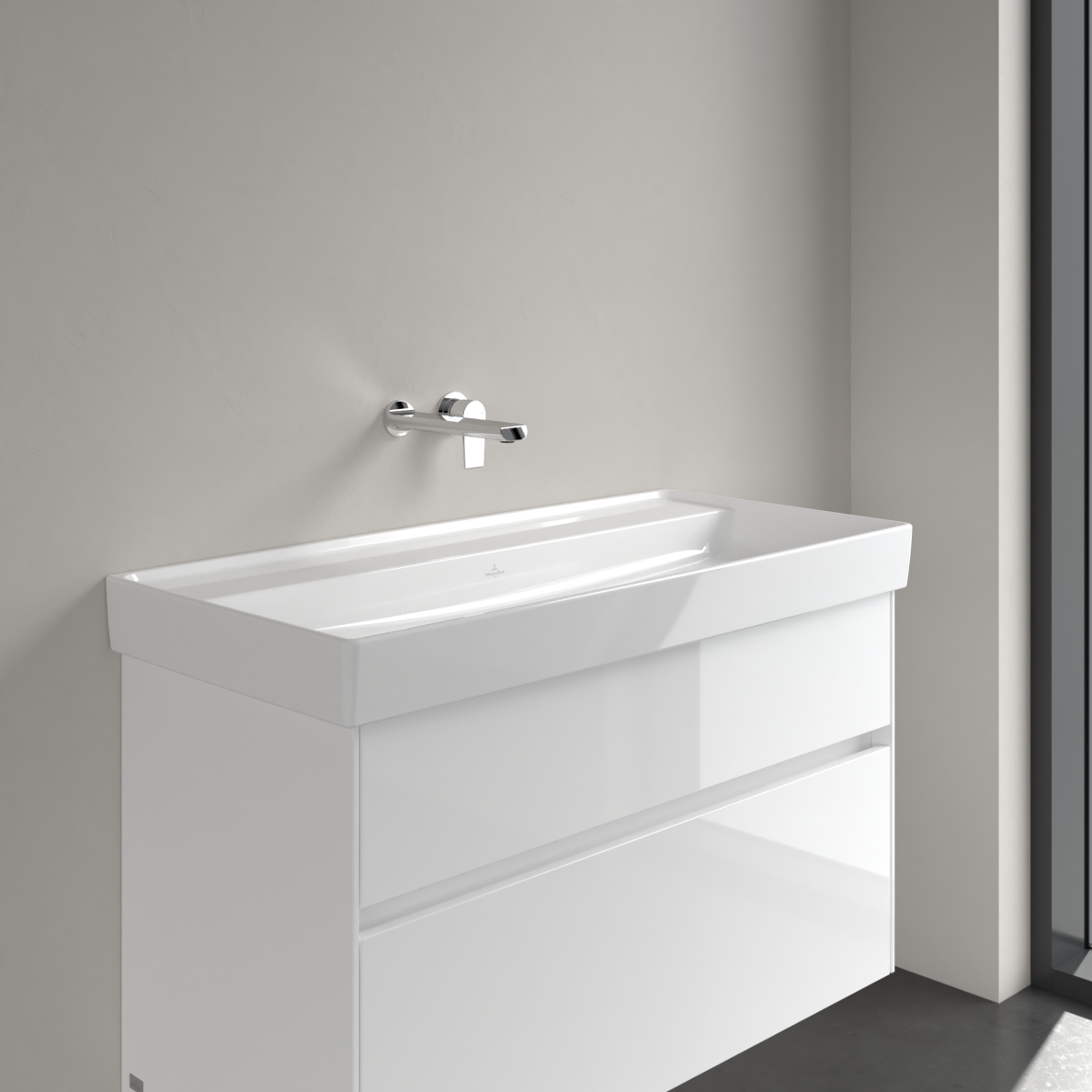 Praustuvas Villeroy & Boch Collaro 1000x470x160, be skylės maišytuvui, be persipylimo angos, White Alpin baltos spalvos 2 Praustuvas Villeroy & Boch Collaro 1000x470x160, be skylės maišytuvui, be persipylimo angos, White Alpin baltos spalvos 2