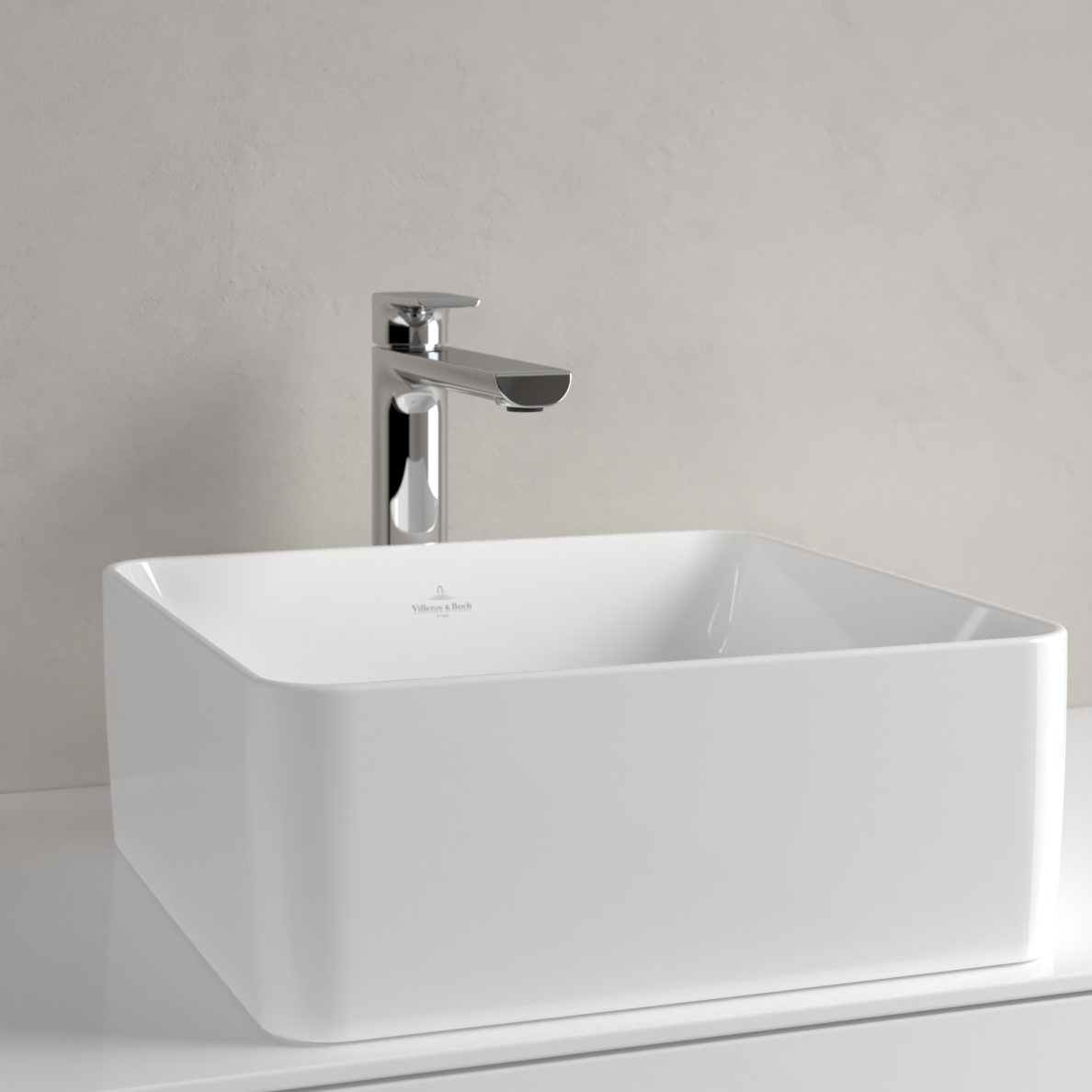 Praustuvas VILLEROY&BOCH Collaro 380x380mm keturkampis, montuojamas ant stalviršio Ceramic Plus danga, white alpin 4