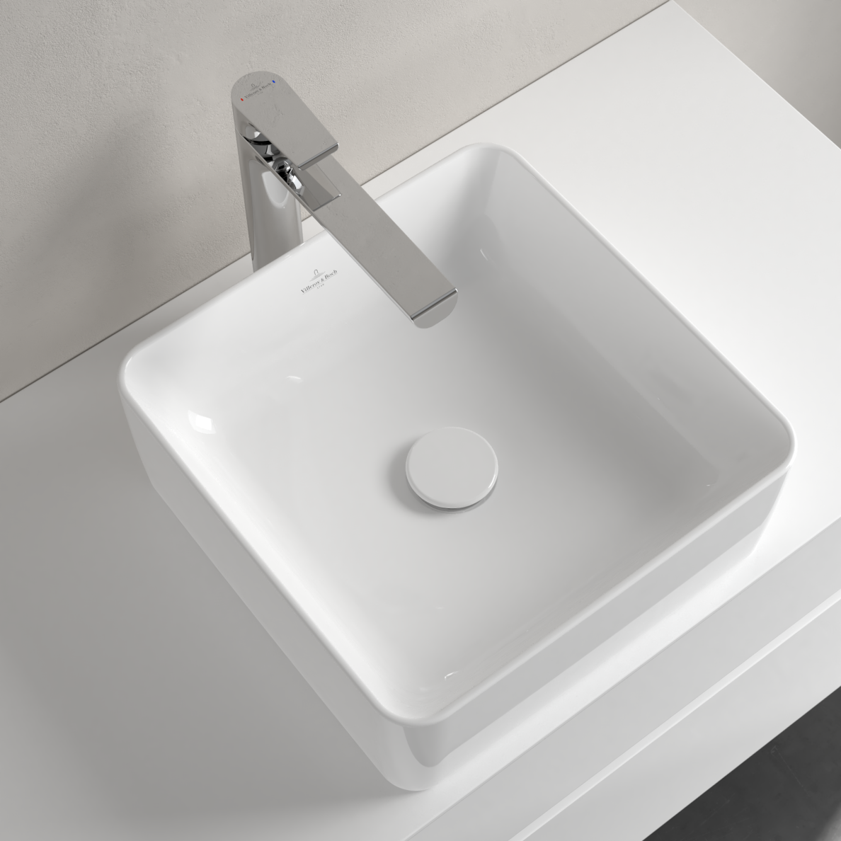Praustuvas VILLEROY&BOCH Collaro 380x380mm keturkampis, montuojamas ant stalviršio Ceramic Plus danga, white alpin 5