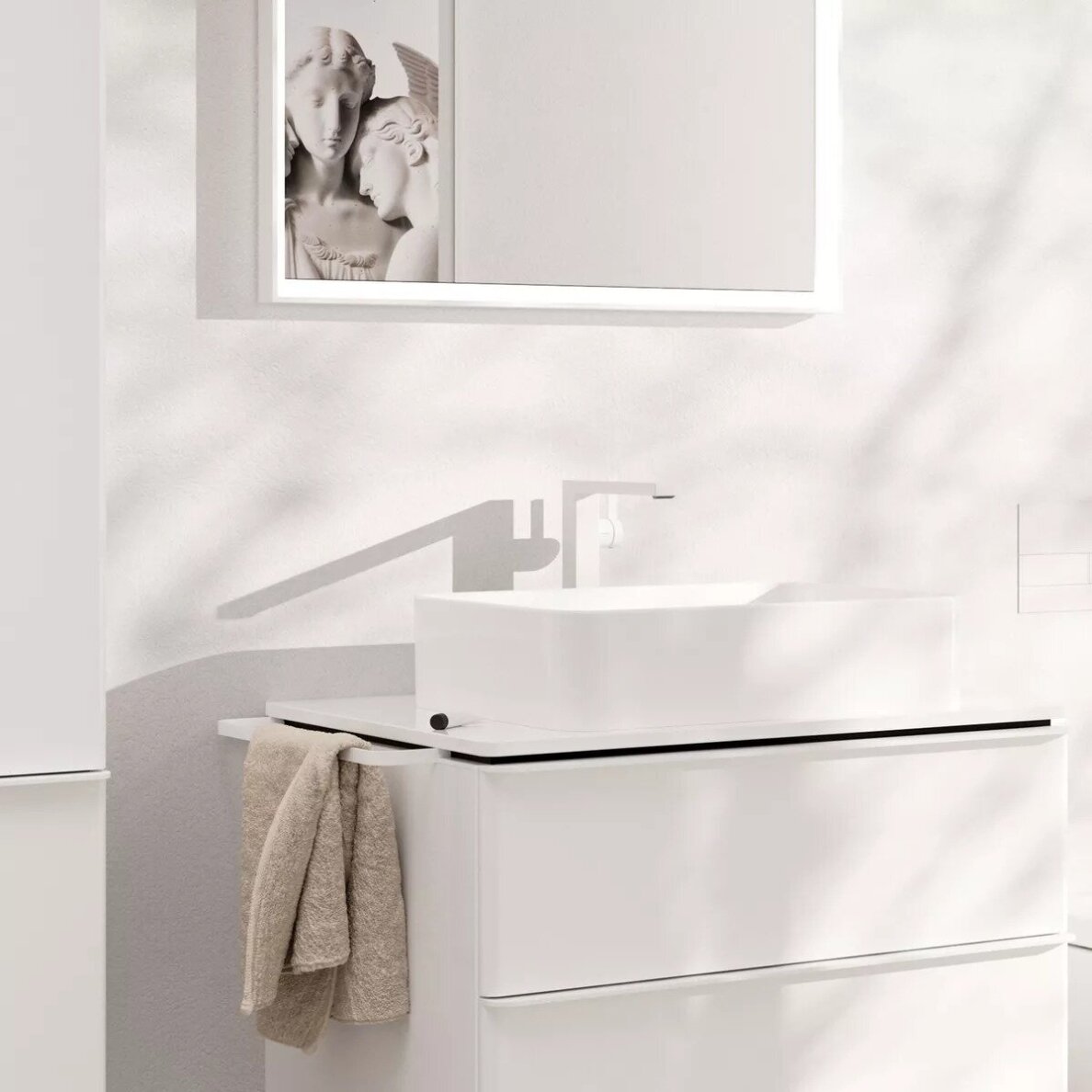 Praustuvo maišytuvas Hansgrohe Tecturis E 240 be dugno vožtuvo, balta matinė 1 Praustuvo maišytuvas Hansgrohe Tecturis E 240 be dugno vožtuvo, balta matinė 1