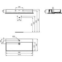 Praustuvas Ideal Standard Extra, matmenys: 1000x450x125mm, montuojamas ant stalviršio (šlifuota apačia) arba ant sienos 2