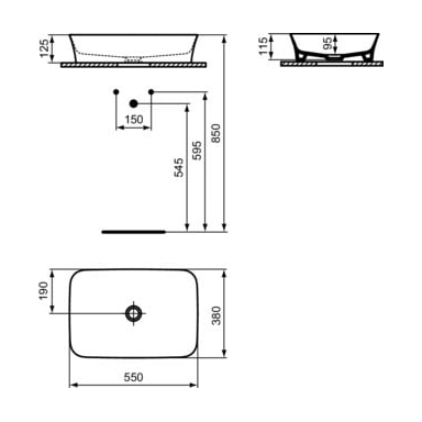 Praustuvas Ideal Standard-dubuo Ipalyss Rectangular, 55x38