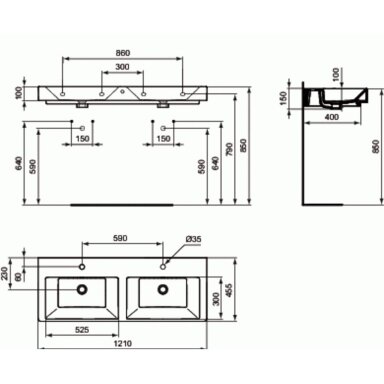 Praustuvas Ideal Standard Strada 121 cm Praustuvas Ideal Standard Strada 121 cm