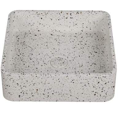 Praustuvas Karag IRA 390x390x120mm , Stracciatella spalva, su dugno vožtuvu Praustuvas Karag IRA 390x390x120mm , Stracciatella spalva, su dugno vožtuvu