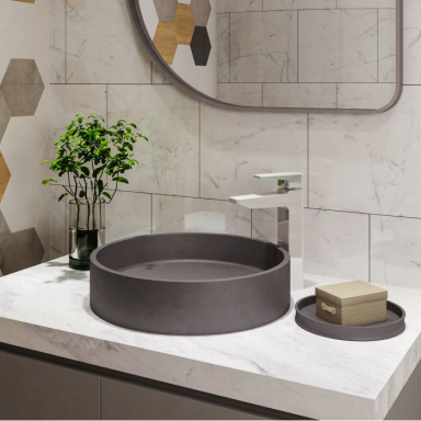 Praustuvas Karag Elpis Ø425x100mm , Cement spalva, su dugno vožtuvu Praustuvas Karag Elpis Ø425x100mm , Cement spalva, su dugno vožtuvu