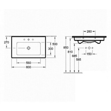 Praustuvas Villeroy&Boch Verity Line 800 x 500 Praustuvas Villeroy&Boch Verity Line 800 x 500