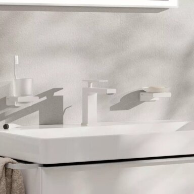 Praustuvo maišytuvas Hansgrohe Tecturis E 110 be dugno vožtuvo, balta matinė Praustuvo maišytuvas Hansgrohe Tecturis E 110 be dugno vožtuvo, balta matinė