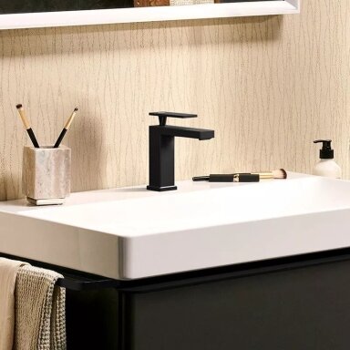 Praustuvo maišytuvas Hansgrohe Tecturis E 110 be dugno vožtuvo, juoda matinė Praustuvo maišytuvas Hansgrohe Tecturis E 110 be dugno vožtuvo, juoda matinė