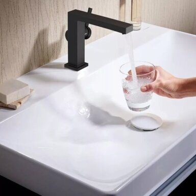 Praustuvo maišytuvas Hansgrohe Tecturis E 110 be dugno vožtuvo, juoda matinė