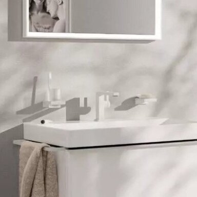 Praustuvo maišytuvas Hansgrohe Tecturis E 110 su dugno vožtuvu, balta matinė