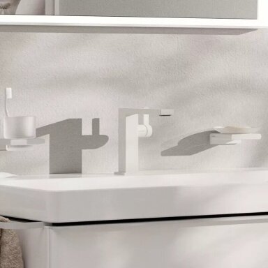 Praustuvo maišytuvas Hansgrohe Tecturis E 150 su dugno vožtuvu, balta matinė