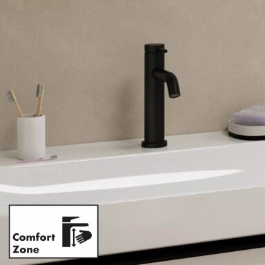 Praustuvo maišytuvas Hansgrohe Tecturis S 110 su dugno vožtuvu, juoda matinė Praustuvo maišytuvas Hansgrohe Tecturis S 110 su dugno vožtuvu, juoda matinė