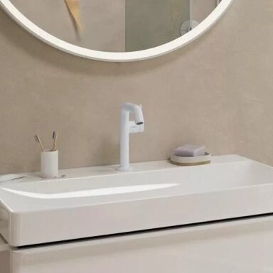 Praustuvo maišytuvas Hansgrohe Tecturis S 150 be dugno vožtuvo, balta matinė Praustuvo maišytuvas Hansgrohe Tecturis S 150 be dugno vožtuvo, balta matinė