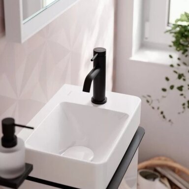 Praustuvo maišytuvas Hansgrohe Tecturis S 80 su dugno vožtuvu, juoda matinė