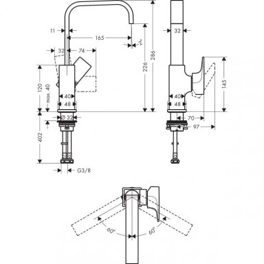 Vonios maišytuvas Hansgrohe Hansgrohe Metropol (spalvų pasirinkimas)
