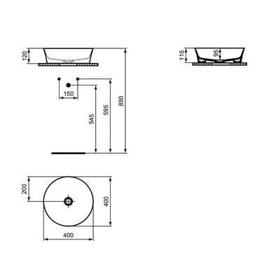 Praustuvas-dubuo Ideal Standard Ipalyss Round, matmenys 400x400x120mm 2 Praustuvas-dubuo Ideal Standard Ipalyss Round, matmenys 400x400x120mm 2