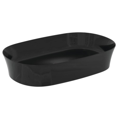 Praustuvas-dubuo Ideal Standard Ipalyss Oval, matmenys 600x380x120mm, spalva - juoda matinė, su dugno vožtuvu