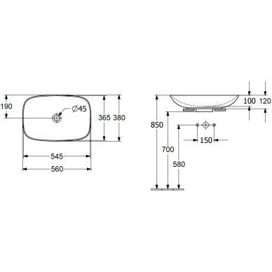 Praustuvas-dubuo Villeroy&Boch Loop&Friends 560×380 mm 4A4901R7 juodas matinis 2