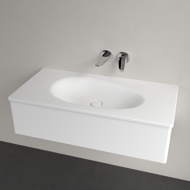 Praustuvas Villeroy & Boch Antao 1000x500x150, be persipylimo angos, be skylės maišytuvui, CeramicPlus danga, Stone White baltos spalvos 5