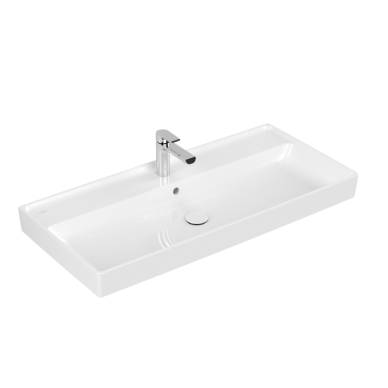 Praustuvas Villeroy & Boch Collaro 1000x470x160, su skyle maišytuvui, su persipylimo anga, CeramicPlus danga, White Alpin baltos spalvos Praustuvas Villeroy & Boch Collaro 1000x470x160, su skyle maišytuvui, su persipylimo anga, CeramicPlus danga, White Alpin baltos spalvos