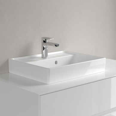 Praustuvas Villeroy & Boch Collaro 500x400x150, su skyle maišytuvui, su persipylimo anga, CeramicPlus danga, White Alpin baltos spalvos 1